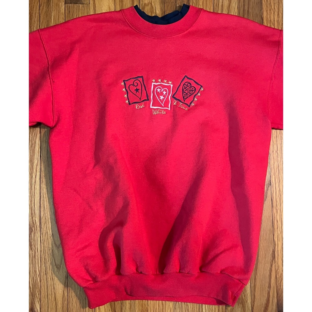Vintage McEnergy Sportswear Patriotic Red White and True Sweatshirt Women Medium